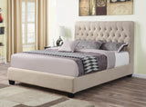 Chloe Tufted Upholstered California King Bed Oatmeal - 300007KW - Luna Furniture