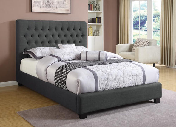 Chloe Tufted Upholstered Queen Bed Charcoal - 300529Q - Luna Furniture