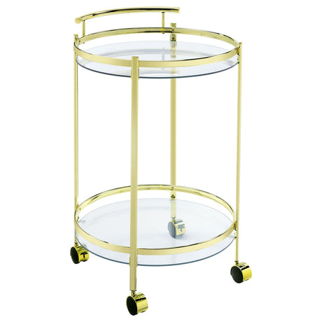 Chrissy Round Glass Bar Cart Brass - 181366 - Luna Furniture