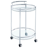 Chrissy Chrome Round Glass Bar Cart from Coaster - Luna Furniture