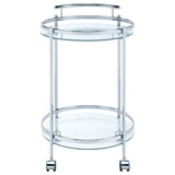 Chrissy Chrome Round Glass Bar Cart from Coaster - Luna Furniture