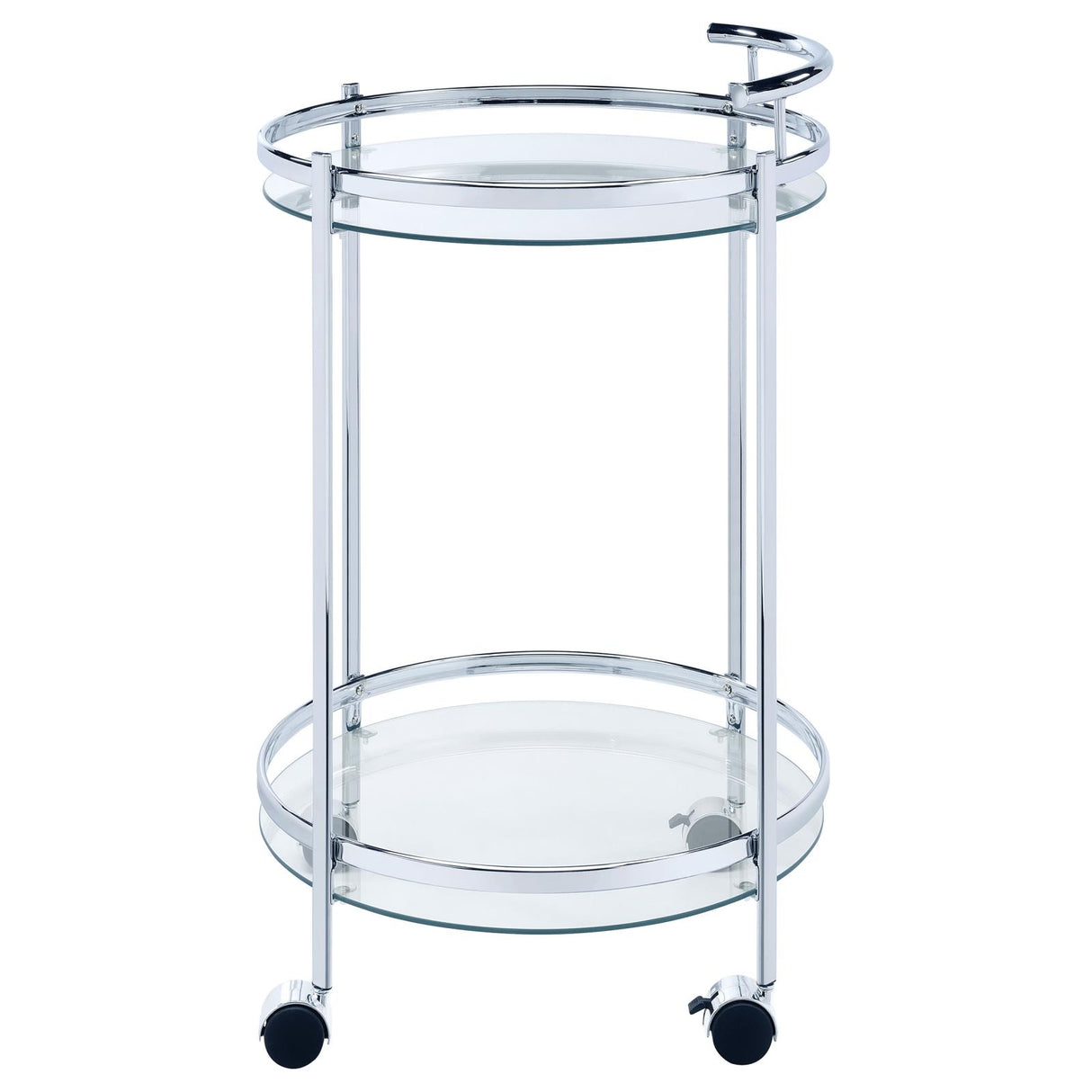 Chrissy Round Glass Bar Cart Chrome - 181367 - Luna Furniture