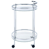 Chrissy Chrome Round Glass Bar Cart from Coaster - Luna Furniture