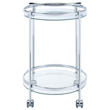 Chrissy Chrome Round Glass Bar Cart from Coaster - Luna Furniture