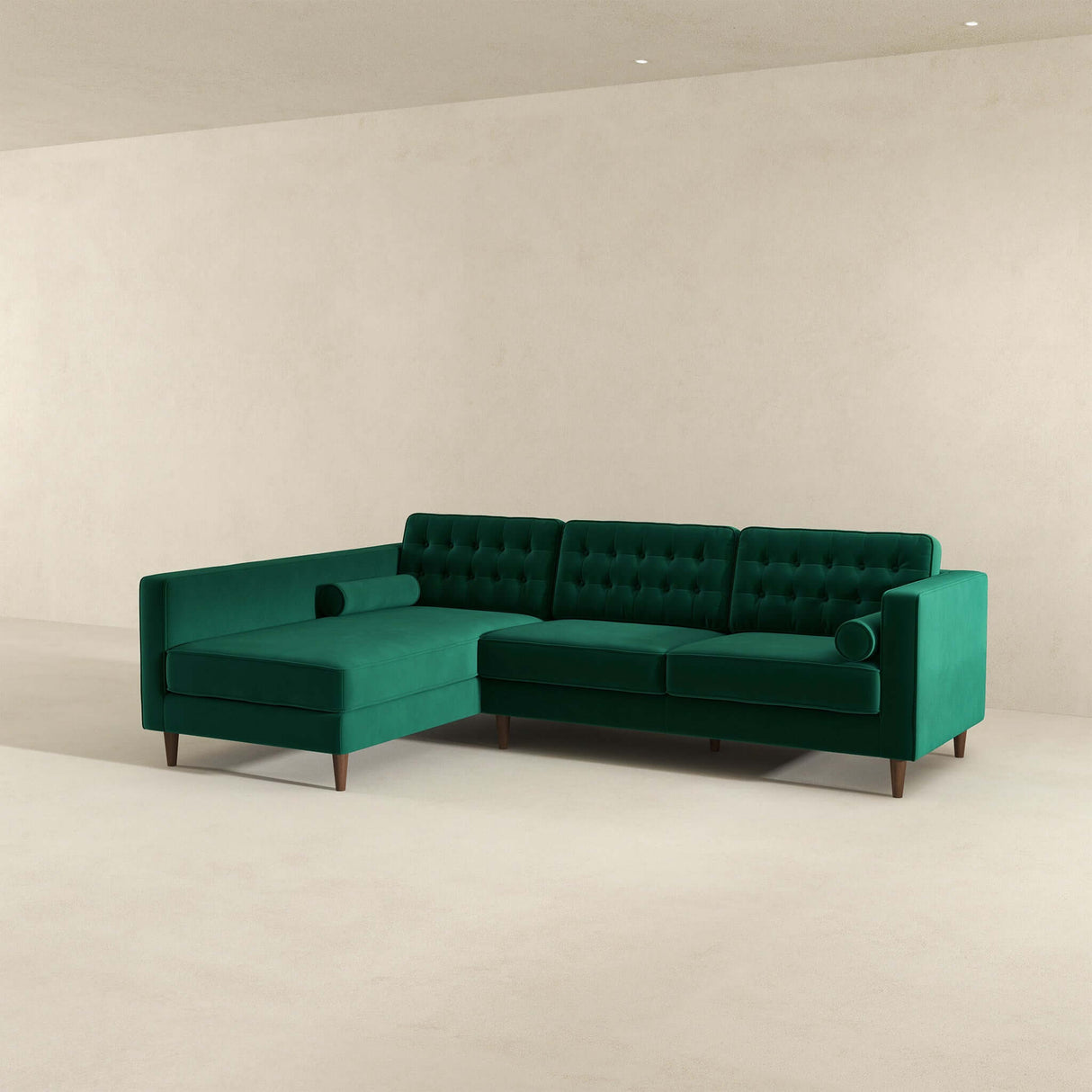 Christian Mid-Century Modern Green Velvet Sectional Sofa Green / Left Facing - AFC00618 - Luna Furniture