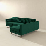 Christian Mid-Century Modern Green Velvet Sectional Sofa Green / Left Facing - AFC00618 - Luna Furniture