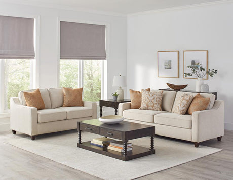Christine Cushion Back Living Room Set Beige - 552061-S2 - Luna Furniture