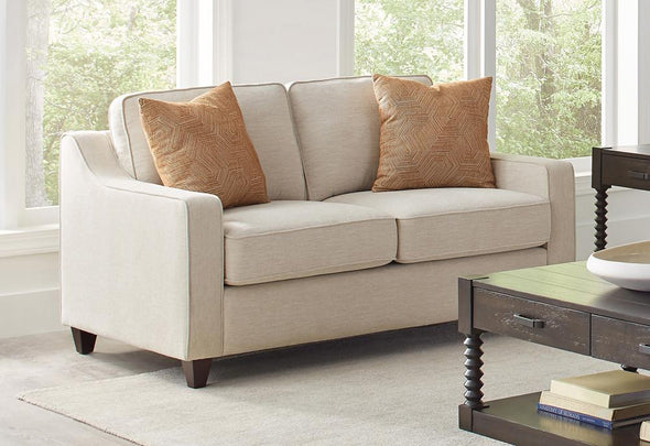 Christine Upholstered Cushion Back Loveseat Beige - 552062 - Luna Furniture