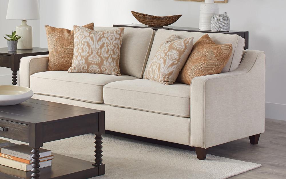 Christine Upholstered Cushion Back Sofa Beige - 552061 - Luna Furniture