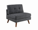 Churchill Tufted Cushion Back Armless Chair Dark Grey and Walnut - 551402 - Luna Furniture