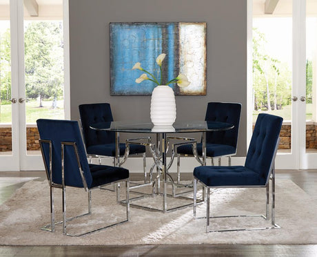 Cisco Ink Blue and Chrome Upholstered Dining Chairs, Set of 2 from Coaster - Luna Furniture