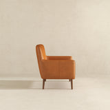 Claire Mid-Century Modern Genuine Leather Lounge Chair in Tan - AFC00254 - Luna Furniture