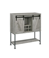 Claremont Sliding Door Bar Cabinet with Lower Shelf Grey Driftwood - 183038 - Luna Furniture
