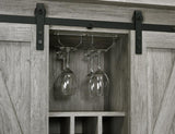 Claremont Sliding Door Bar Cabinet with Lower Shelf Grey Driftwood - 183038 - Luna Furniture