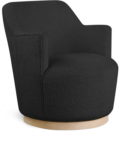 Clarita Boucle Fabric Swivel Accent Chair Black - 450Black - Luna Furniture