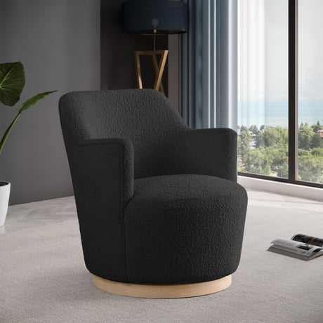 Clarita Boucle Fabric Swivel Accent Chair Black - 450Black - Luna Furniture