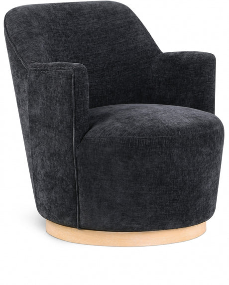Clarita Chenille Fabric Swivel Accent Chair Black - 449Black - Luna Furniture