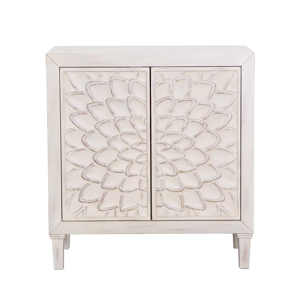 Clarkia Accent Cabinet with Floral Carved Door White - 953347 - Luna Furniture