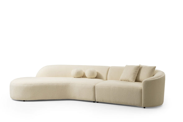 Cloe Ivory Boucle LAF Curved Sectional - CLOEBOUCLE-SECLAF - Luna Furniture