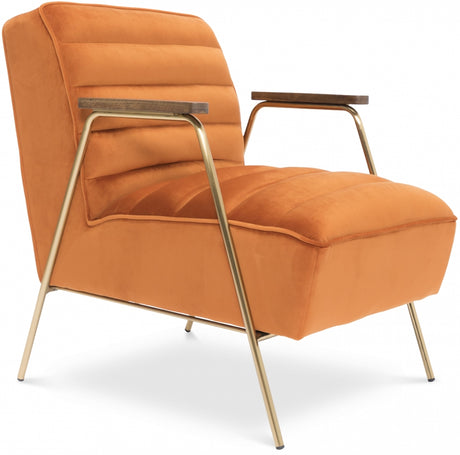 Cognac Woodford Velvet Accent Chair - 521Orange - Luna Furniture