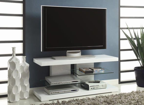 Cogswell 2-shelf TV Console Glossy White - 700824 - Luna Furniture