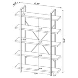 Cole 5-Shelf Bookcase Grey Driftwood and Gunmetal - 805817 - Luna Furniture