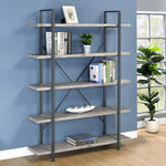 Cole 5-Shelf Bookcase Grey Driftwood and Gunmetal - 805817 - Luna Furniture