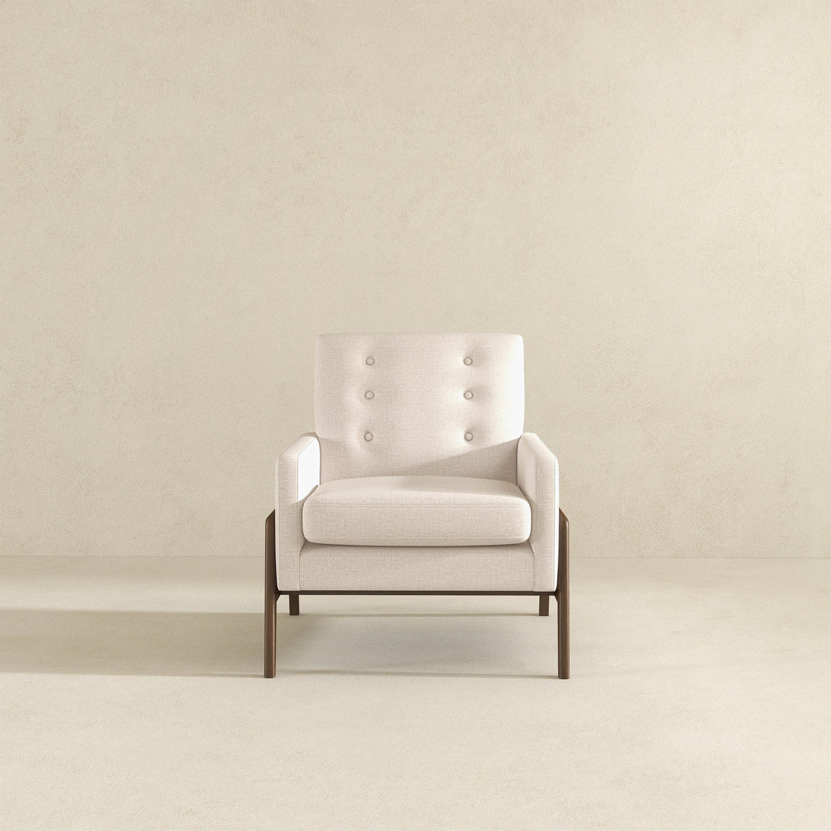 Cole Mid-Century Modern Solid Wood  Beige Velvet Lounge Chair - AFC00042 - Luna Furniture