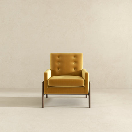 Stella Dark Yellow Velvet Solid Wood Lounge Chair from Midinmod - Luna Furniture