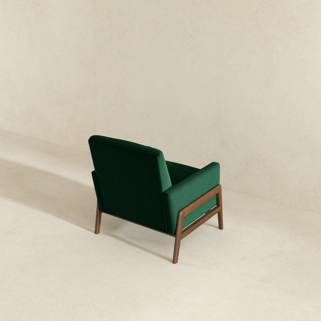 Cole Mid-Century Modern Solid Wood  Green Velvet Lounge Chair - AFC00046 - Luna Furniture