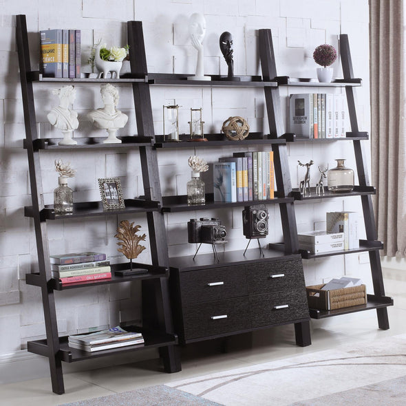Colella 3-piece Storage Ladder Bookcase Set Cappuccino - 800319-S3 - Luna Furniture