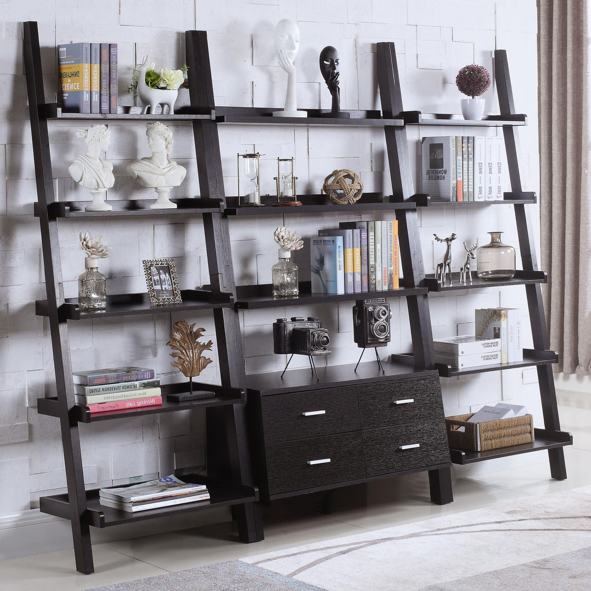 Colella 5-shelf Ladder Bookcase Cappuccino - 800338 - Luna Furniture