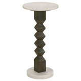 Colette Round Marble Top Side Table White and Dark Grey - 930190 - Luna Furniture