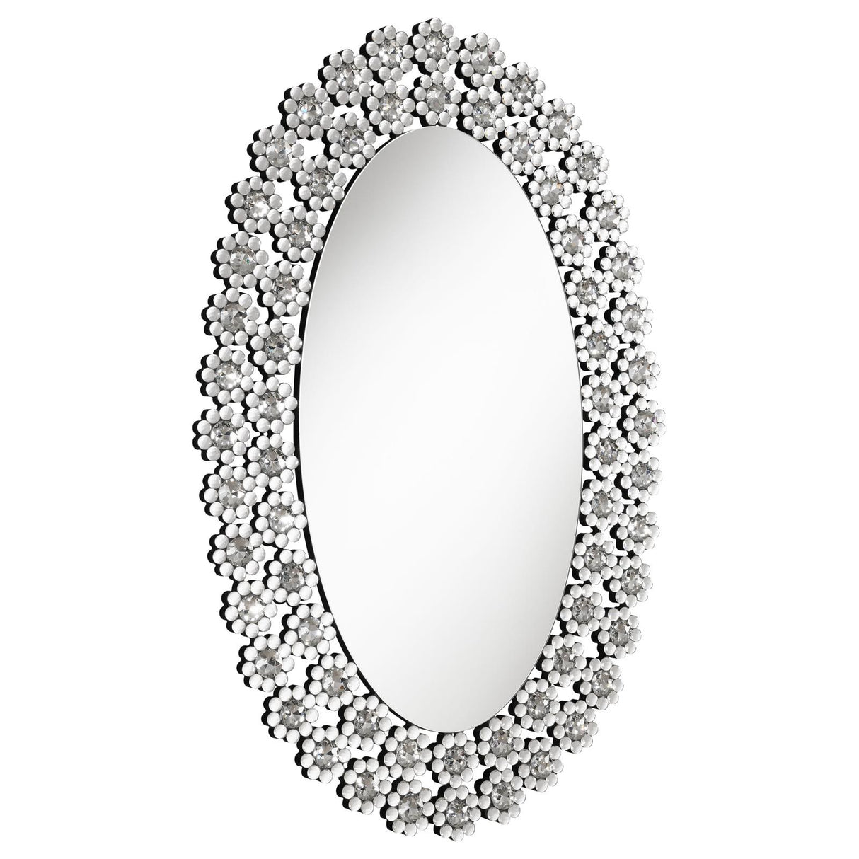 Colleen Oval Wall Mirror with Faux Crystal Blossoms - 961615 - Luna Furniture