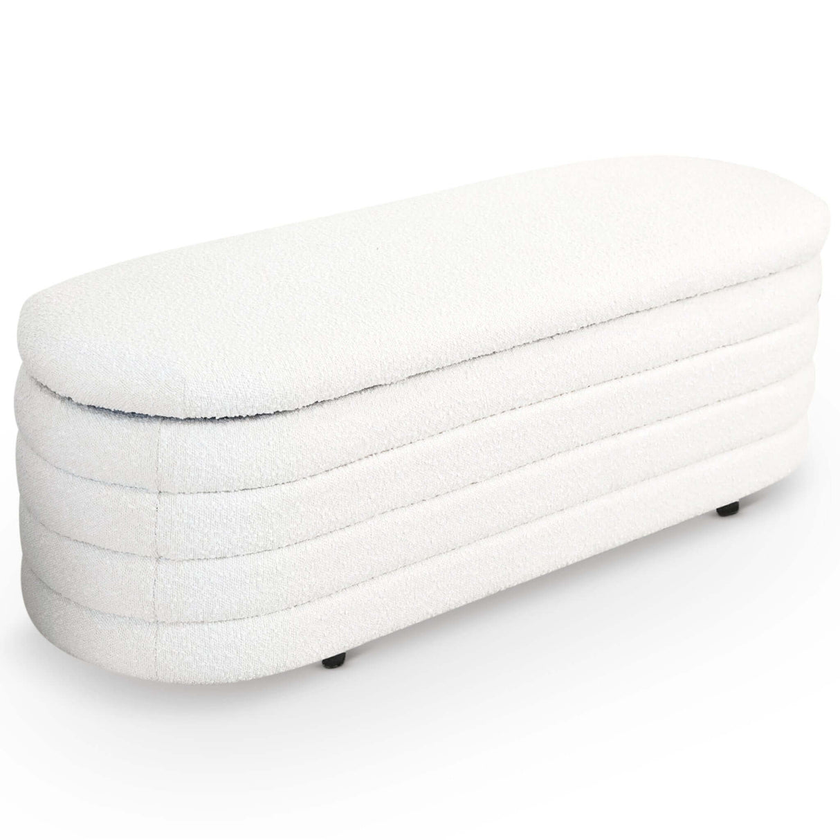 Collen Mid-Century Modern White Boucle Upholstered Storage Bench - AFC01920 - Luna Furniture