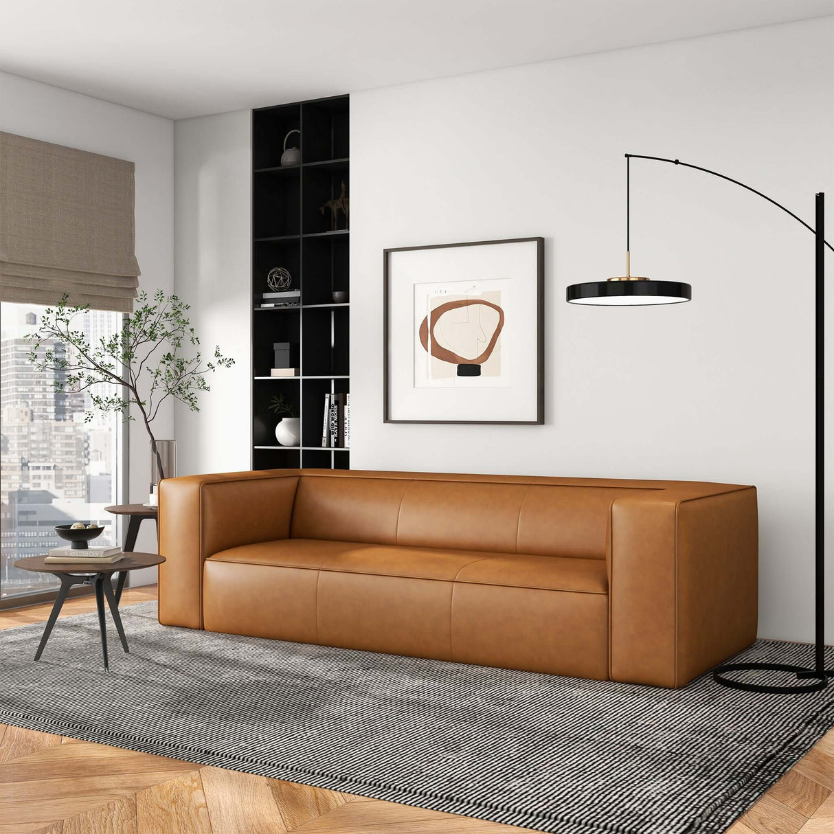 Colton Mid-Century Modern Tan Leather Sofa - AFC01121 - Luna Furniture