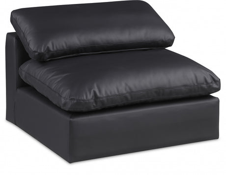 Comfy Faux Leather Armless Chair Black - 188Black-Armless - Luna Furniture