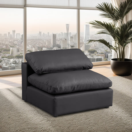 Comfy Faux Leather Armless Chair Black - 188Black-Armless - Luna Furniture