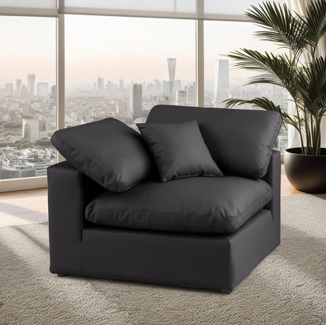 Comfy Faux Leather Corner Chair Black - 188Black-Corner - Luna Furniture