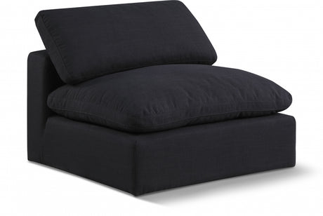 Comfy Linen Textured Fabric Armless Chair Black - 187Black-Armless - Luna Furniture