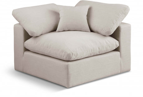 Comfy Linen Textured Fabric Corner Chair Beige - 187Beige-Corner - Luna Furniture