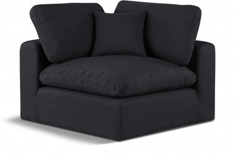 Comfy Linen Textured Fabric Corner Chair Black - 187Black-Corner - Luna Furniture