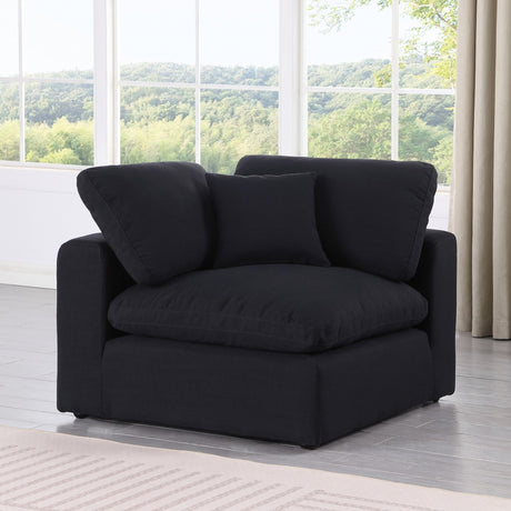 Comfy Linen Textured Fabric Corner Chair Black - 187Black-Corner - Luna Furniture