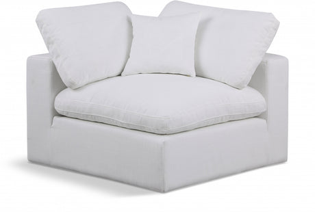 Comfy Linen Textured Fabric Corner Chair White - 187White-Corner - Luna Furniture