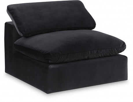 Comfy Velvet Armless Chair Black - 189Black-Armless - Luna Furniture