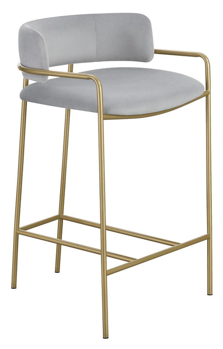 Comstock Upholstered Low Back Stool Grey and Gold - 182159 - Luna Furniture