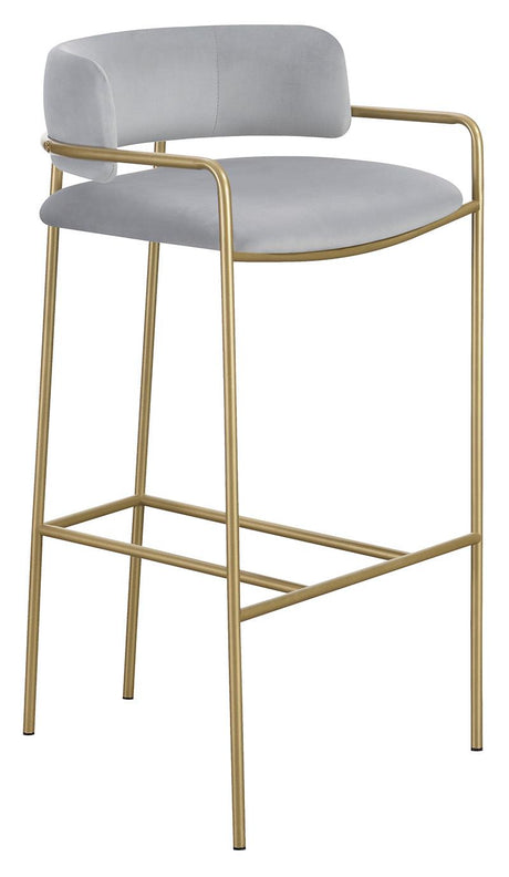 Comstock Upholstered Low Back Stool Grey and Gold - 182160 - Luna Furniture
