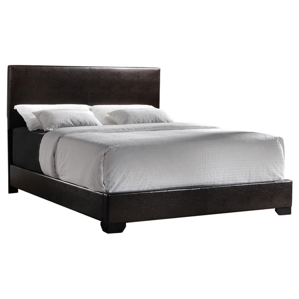 Conner Eastern King Upholstered Panel Bed Dark Brown - 300261KE - Luna Furniture