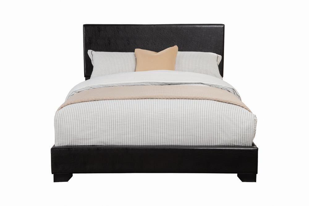 Conner Queen Upholstered Panel Bed Black - 300260Q - Luna Furniture