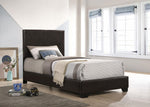 Conner Twin Upholstered Panel Bed Dark Brown - 300261T - Luna Furniture